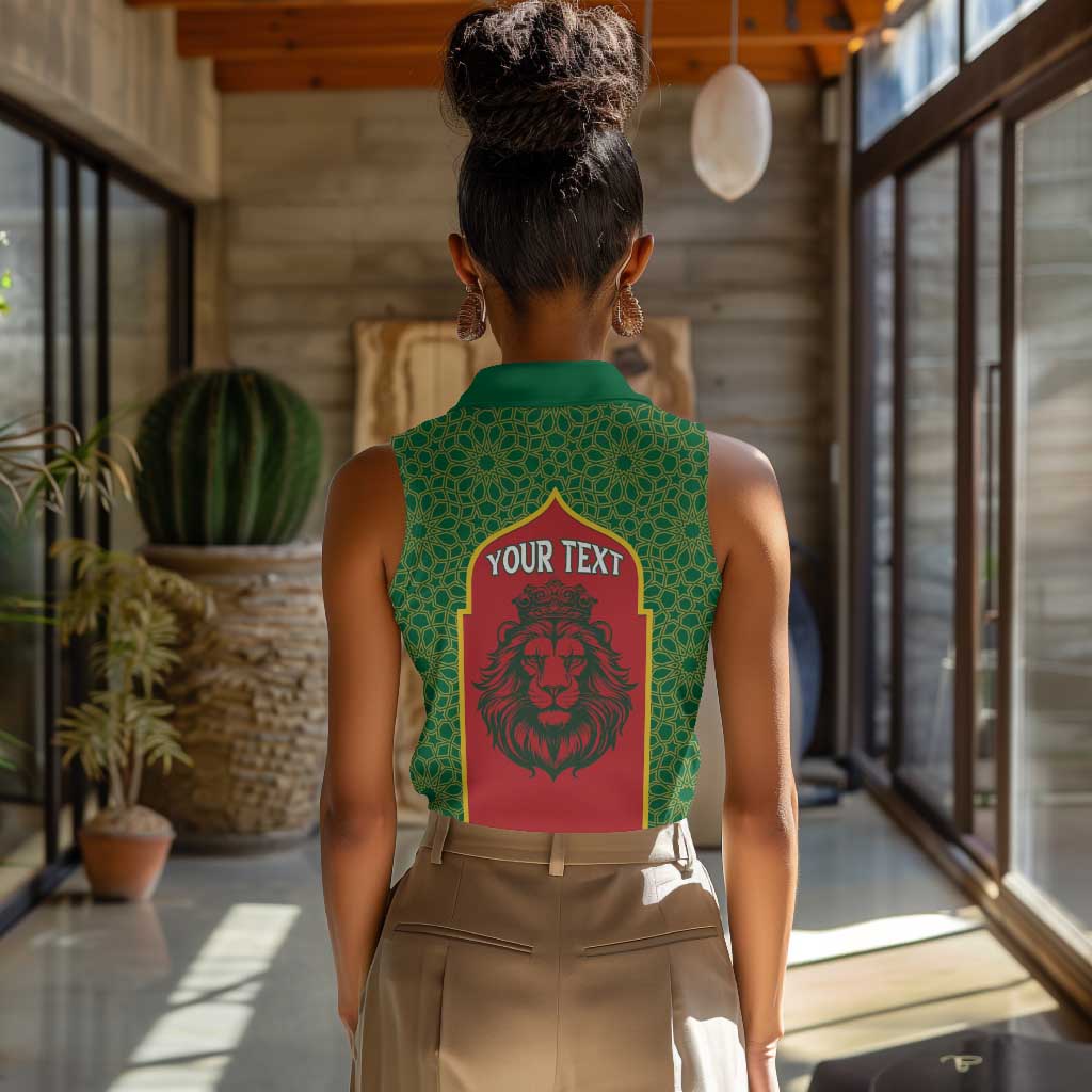 Personalized Morocco Fete du Trone Women Sleeveless Polo Shirt King Lion
