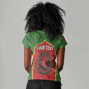Personalized Morocco Fete du Trone Women V-Neck T-Shirt King Lion