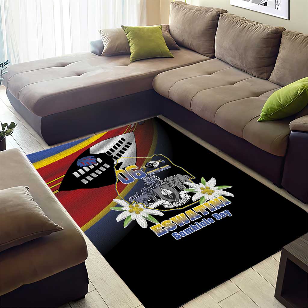 Eswatini Somhlolo Day Area Rug Coat Of Arms With Map - African Pride