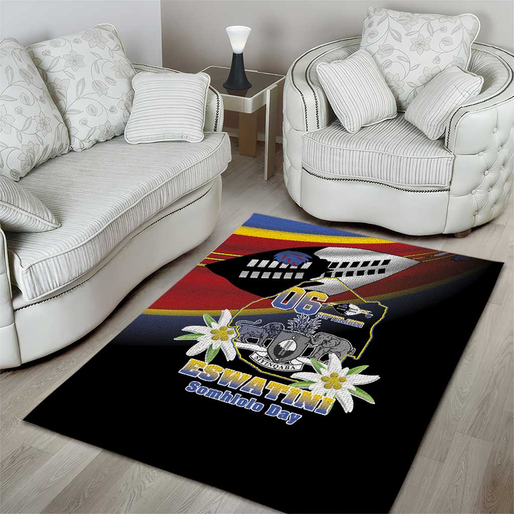 Eswatini Somhlolo Day Area Rug Coat Of Arms With Map - African Pride
