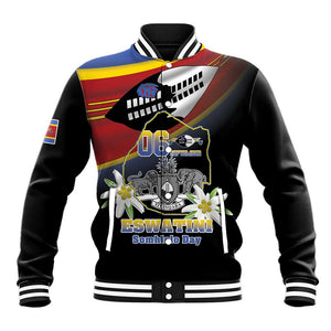 Personalized Eswatini Somhlolo Day Baseball Jacket Coat Of Arms With Map - African Pride