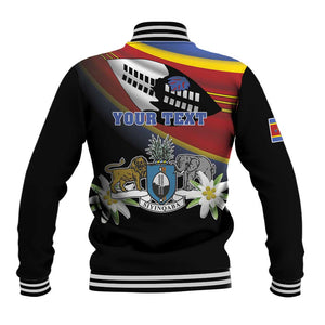 Personalized Eswatini Somhlolo Day Baseball Jacket Coat Of Arms With Map - African Pride