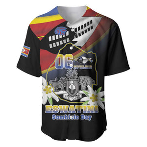Personalized Eswatini Somhlolo Day Baseball Jersey Coat Of Arms With Map - African Pride