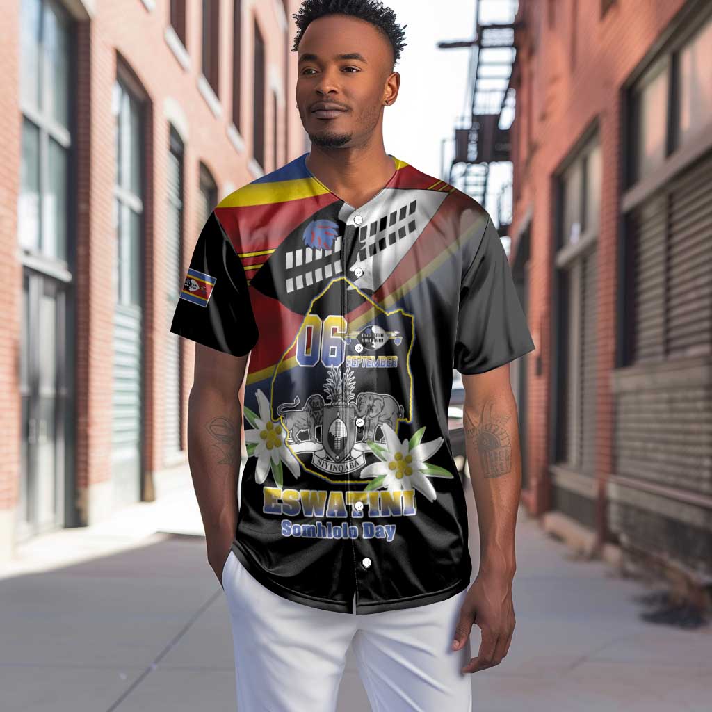 Personalized Eswatini Somhlolo Day Baseball Jersey Coat Of Arms With Map - African Pride