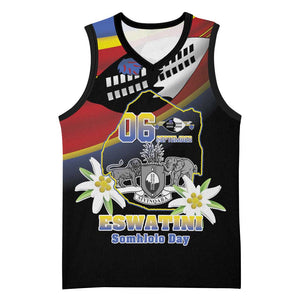 Personalized Eswatini Somhlolo Day Basketball Jersey Coat Of Arms With Map - African Pride