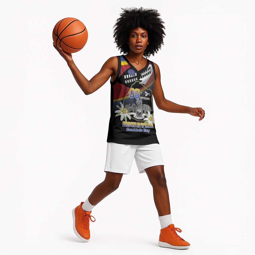 Personalized Eswatini Somhlolo Day Basketball Jersey Coat Of Arms With Map - African Pride