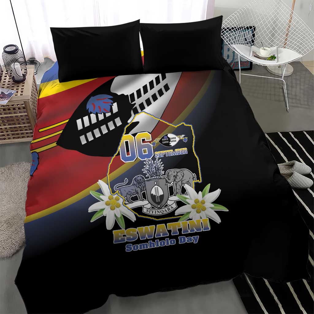 Eswatini Somhlolo Day Bedding Set Coat Of Arms With Map - African Pride