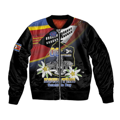 Personalized Eswatini Somhlolo Day Bomber Jacket Coat Of Arms With Map - African Pride