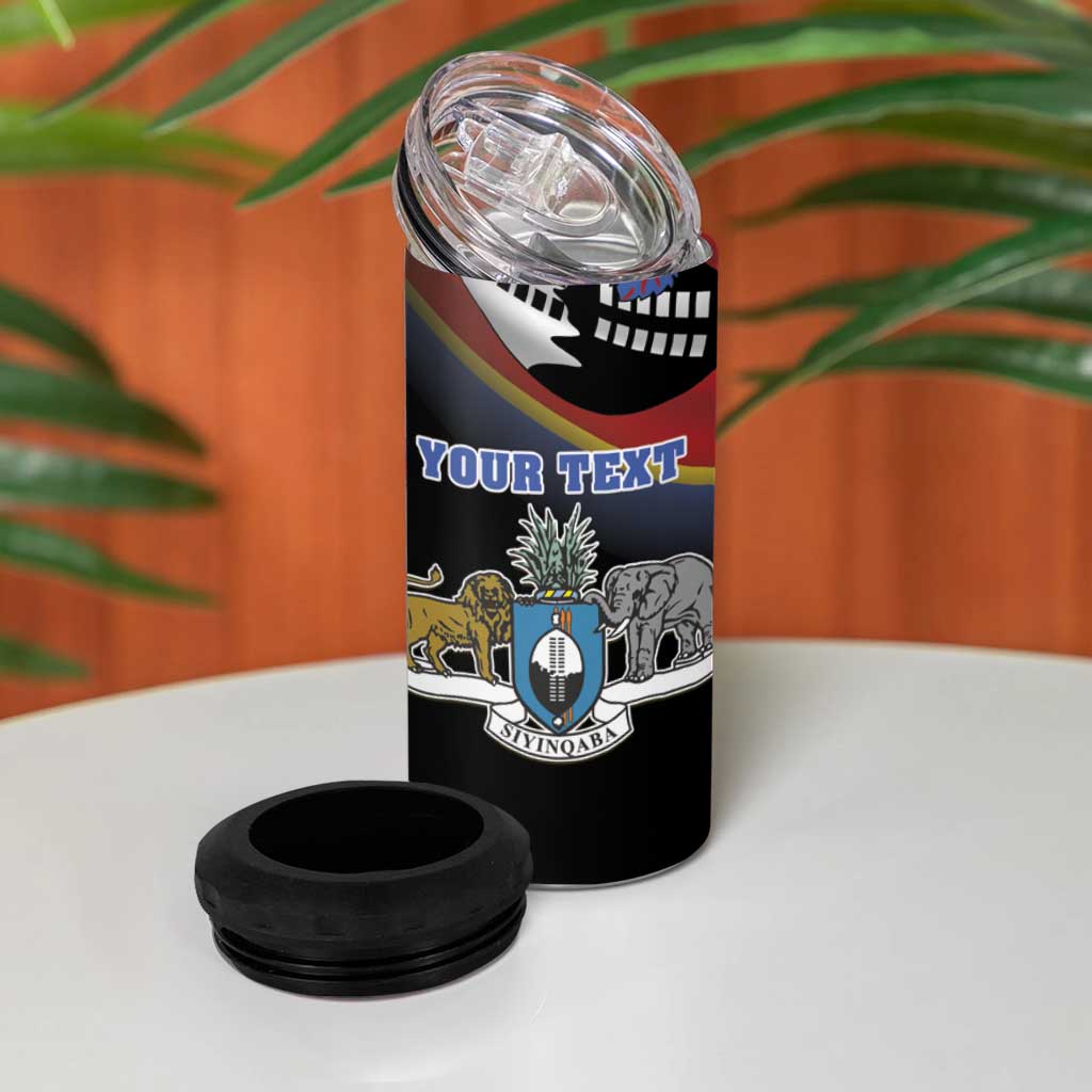 Personalized Eswatini Somhlolo Day 4 in 1 Can Cooler Tumbler Coat Of Arms With Map - African Pride