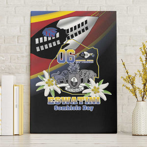 Eswatini Somhlolo Day Canvas Wall Art Coat Of Arms With Map - African Pride