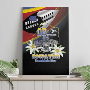 Eswatini Somhlolo Day Canvas Wall Art Coat Of Arms With Map - African Pride