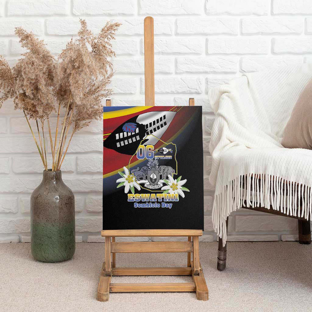 Eswatini Somhlolo Day Canvas Wall Art Coat Of Arms With Map - African Pride