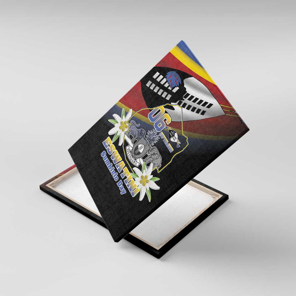 Eswatini Somhlolo Day Canvas Wall Art Coat Of Arms With Map - African Pride