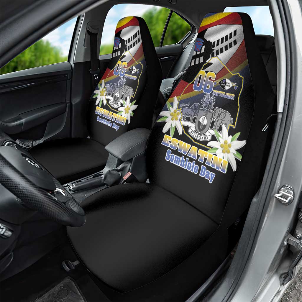 Eswatini Somhlolo Day Car Seat Cover Coat Of Arms With Map - African Pride