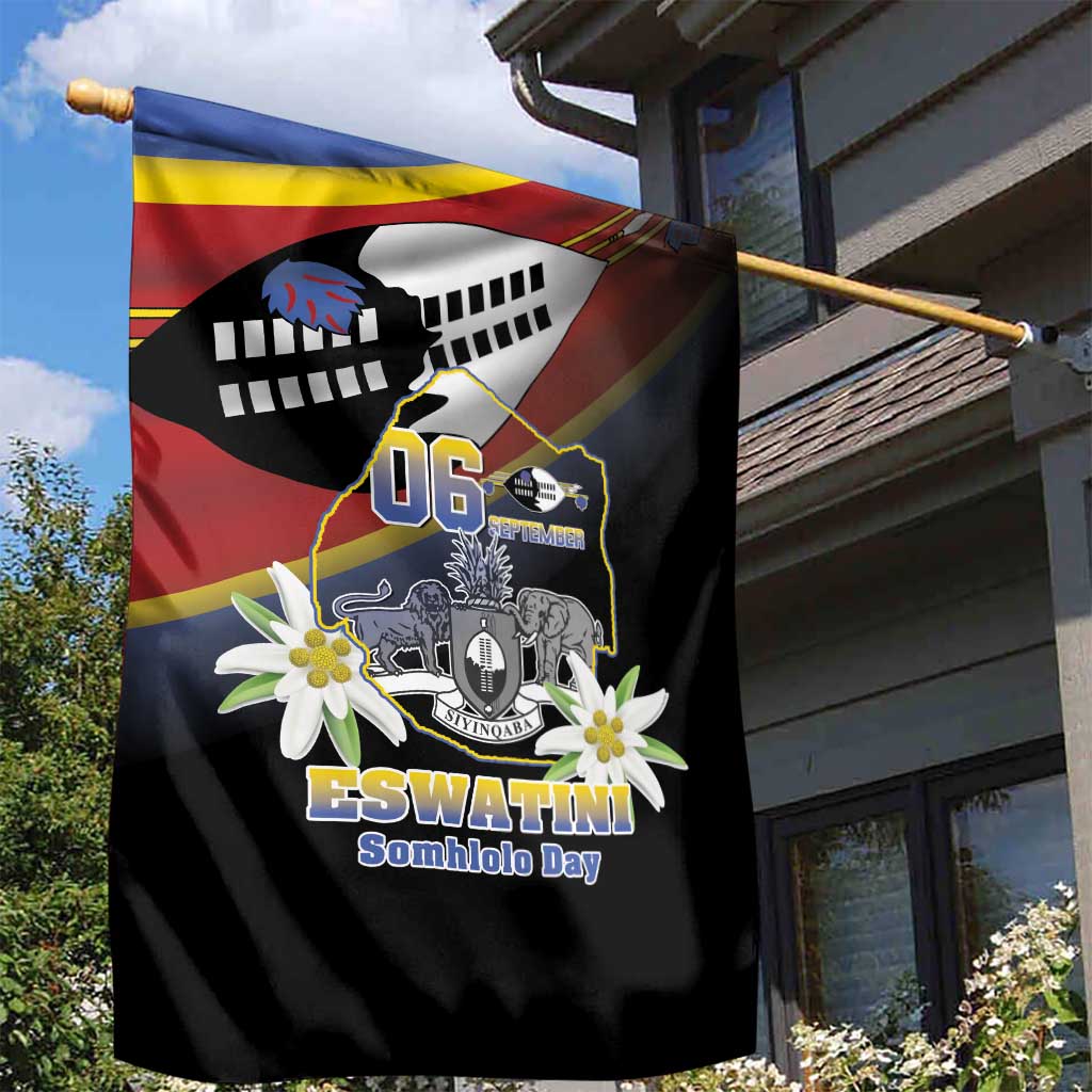 Eswatini Somhlolo Day Garden Flag Coat Of Arms With Map - African Pride