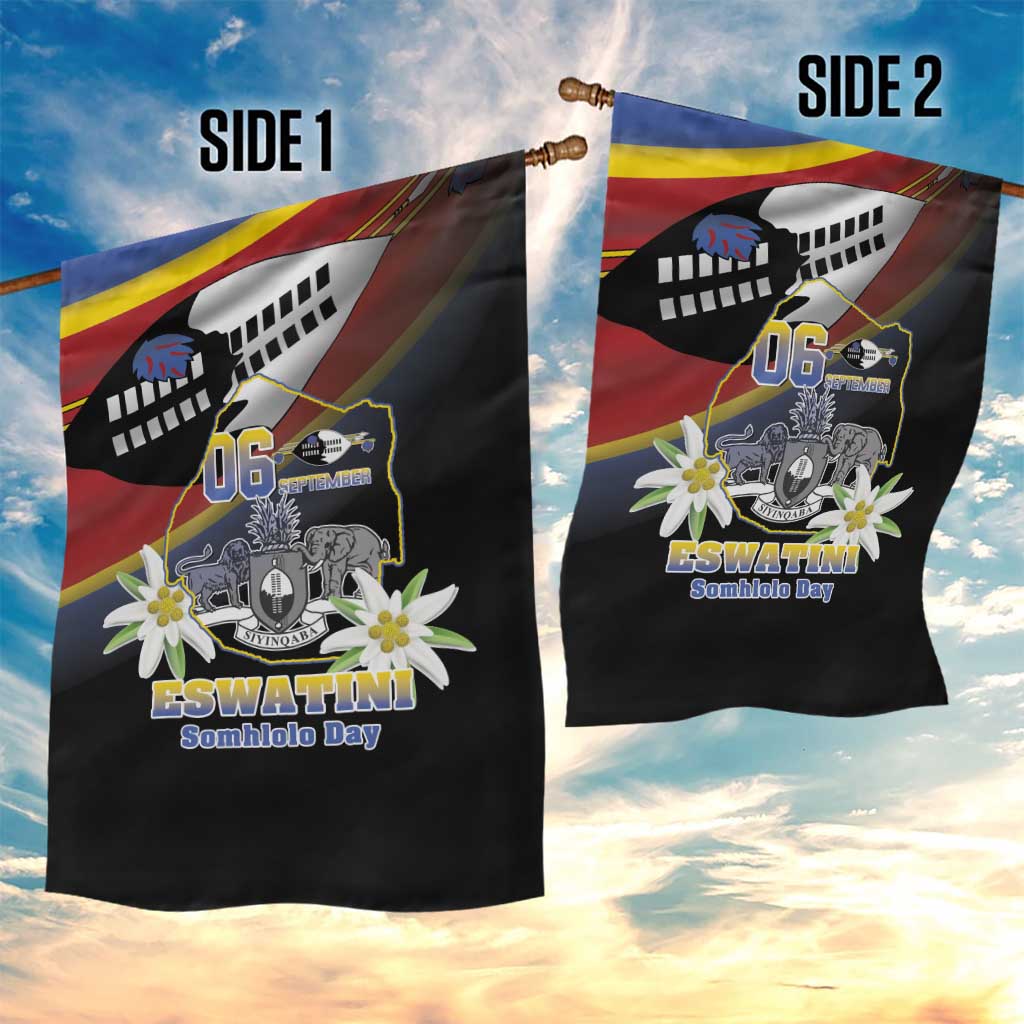 Eswatini Somhlolo Day Garden Flag Coat Of Arms With Map - African Pride