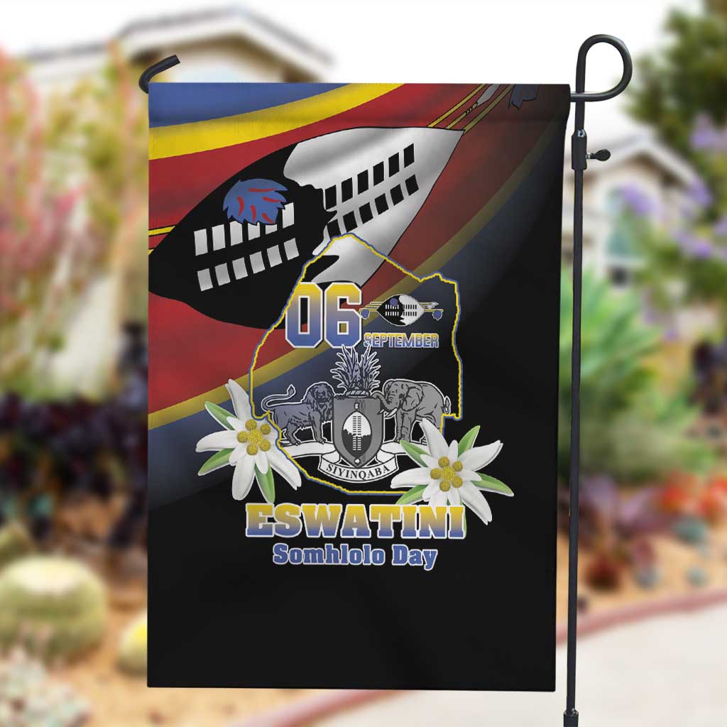 Eswatini Somhlolo Day Garden Flag Coat Of Arms With Map - African Pride