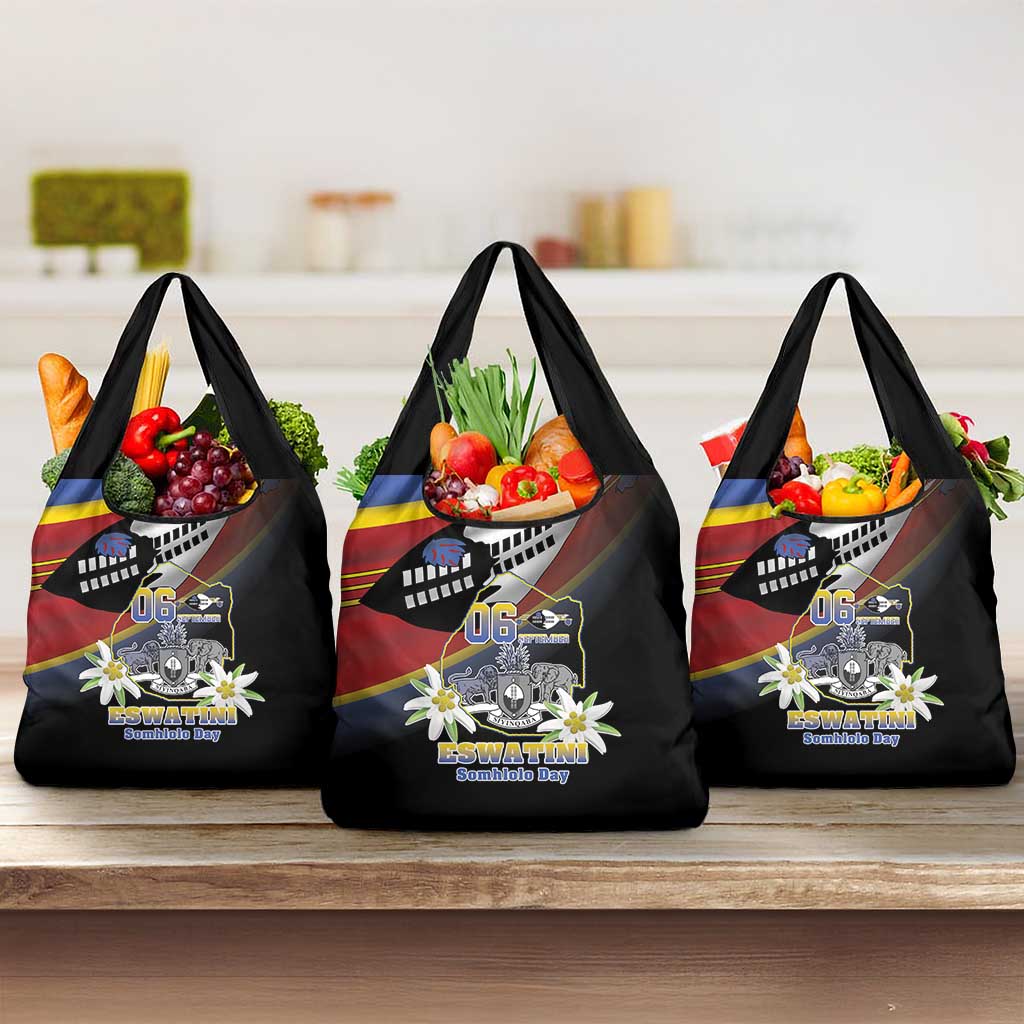 Eswatini Somhlolo Day Grocery Bag Coat Of Arms With Map - African Pride