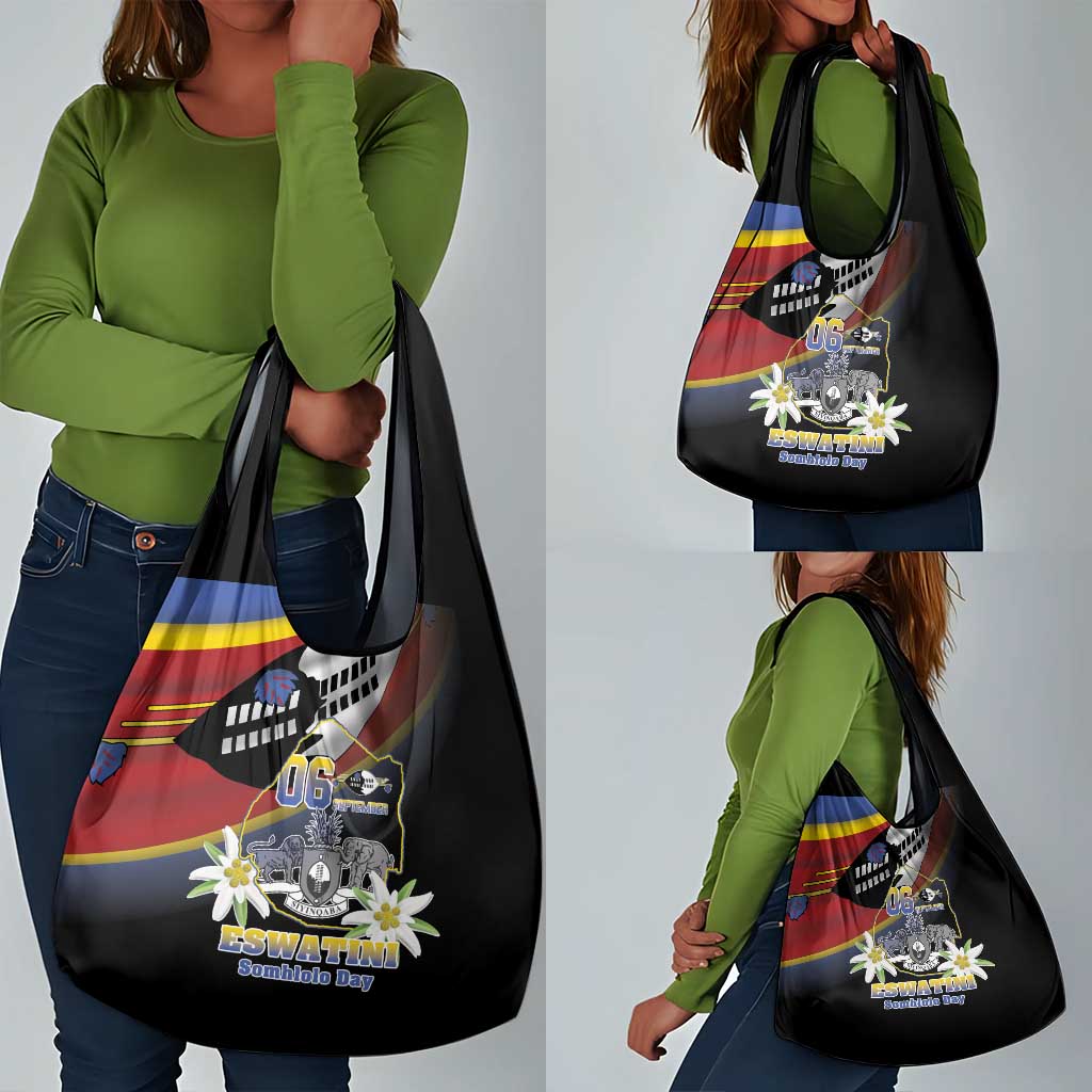 Eswatini Somhlolo Day Grocery Bag Coat Of Arms With Map - African Pride