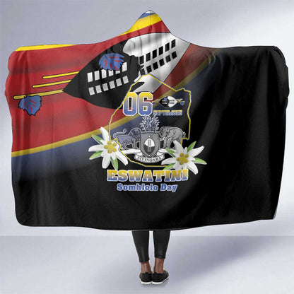 Eswatini Somhlolo Day Hooded Blanket Coat Of Arms With Map - African Pride