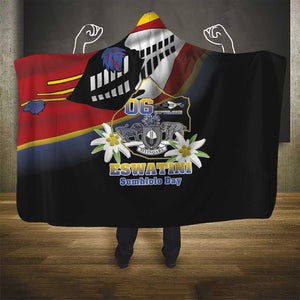 Eswatini Somhlolo Day Hooded Blanket Coat Of Arms With Map - African Pride