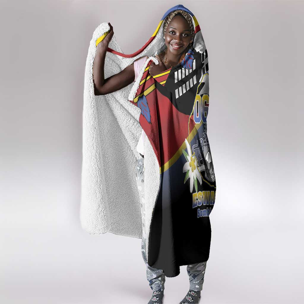 Eswatini Somhlolo Day Hooded Blanket Coat Of Arms With Map - African Pride