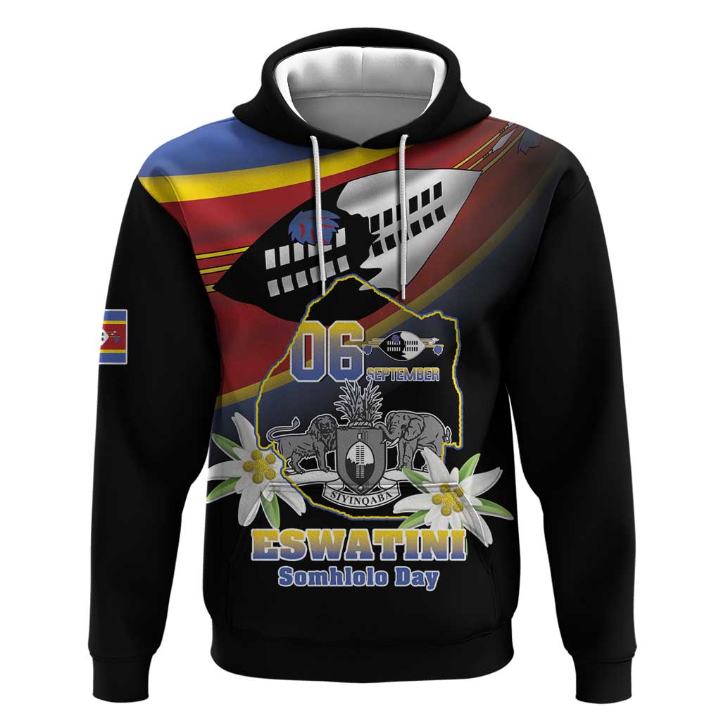Personalized Eswatini Somhlolo Day Hoodie Coat Of Arms With Map - African Pride