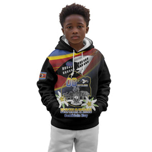 Personalized Eswatini Somhlolo Day Kid Hoodie Coat Of Arms With Map - African Pride