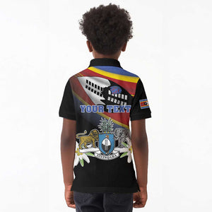 Personalized Eswatini Somhlolo Day Kid Polo Shirt Coat Of Arms With Map - African Pride