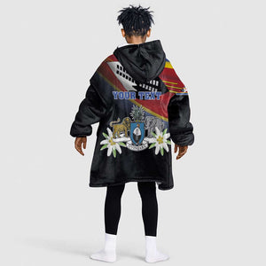 Personalized Eswatini Somhlolo Day Kid Wearable Blanket Hoodie Coat Of Arms With Map - African Pride