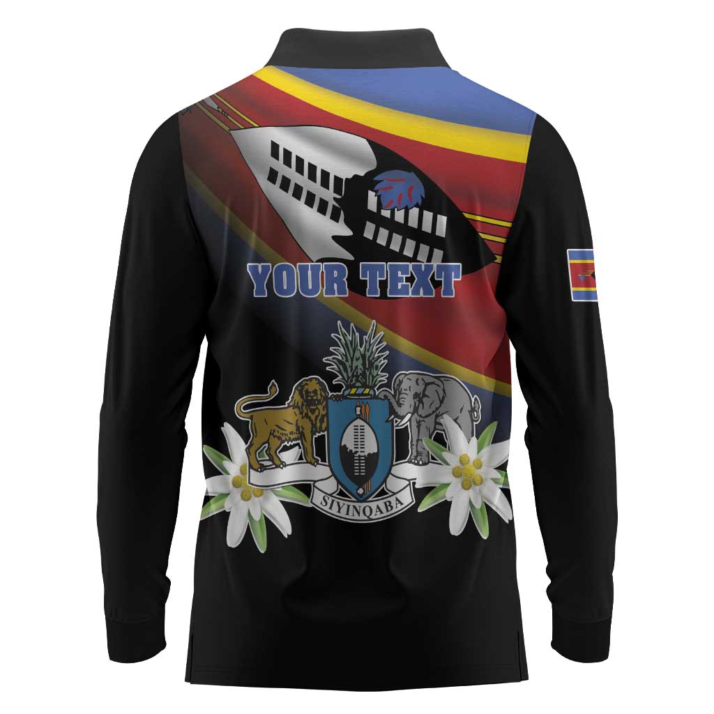 Personalized Eswatini Somhlolo Day Long Sleeve Polo Shirt Coat Of Arms With Map - African Pride
