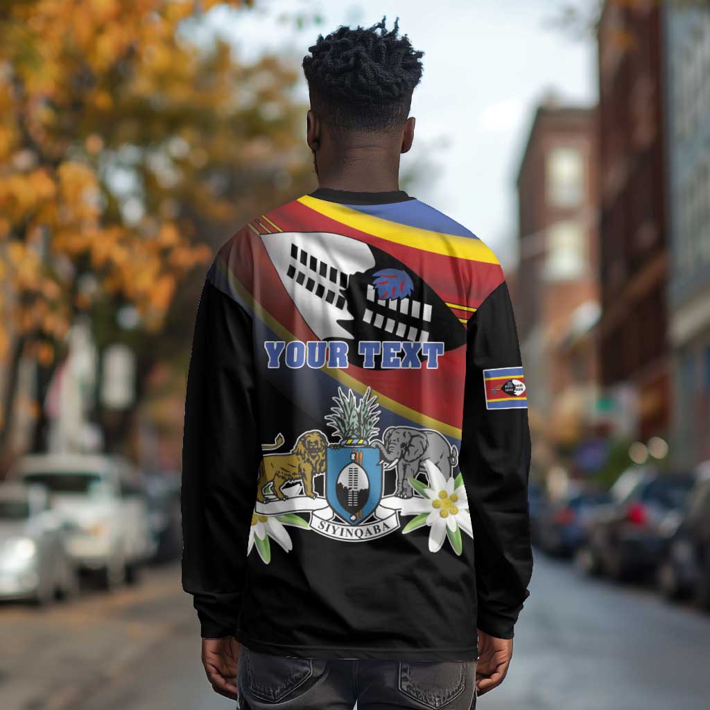 Personalized Eswatini Somhlolo Day Long Sleeve Shirt Coat Of Arms With Map - African Pride