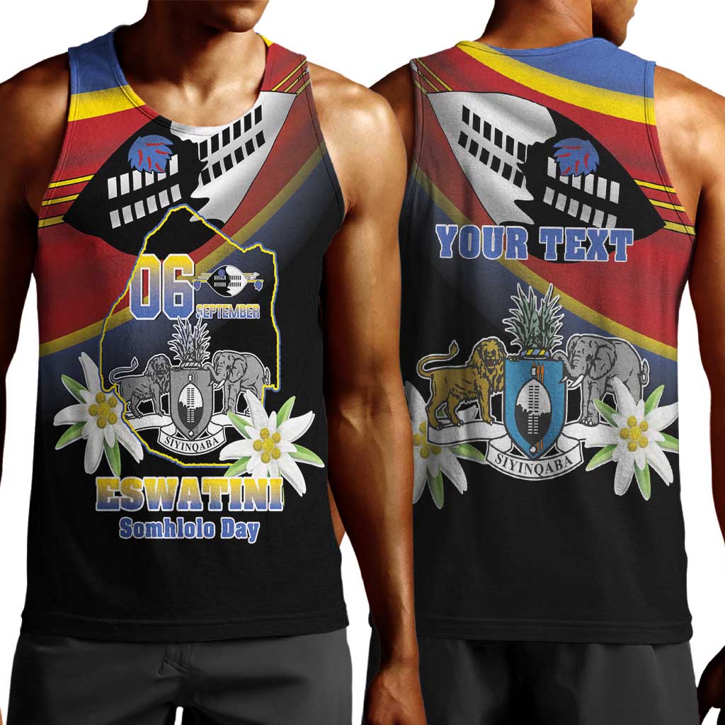 Personalized Eswatini Somhlolo Day Men Tank Top Coat Of Arms With Map - African Pride