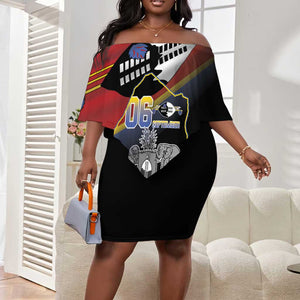 Personalized Eswatini Somhlolo Day Off Shoulder Short Dress Coat Of Arms With Map - African Pride