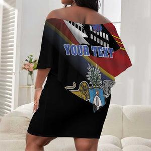 Personalized Eswatini Somhlolo Day Off Shoulder Short Dress Coat Of Arms With Map - African Pride