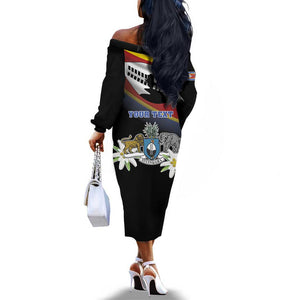Personalized Eswatini Somhlolo Day Off The Shoulder Long Sleeve Dress Coat Of Arms With Map - African Pride