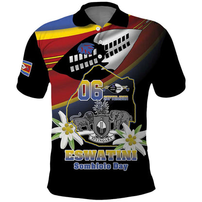 Personalized Eswatini Somhlolo Day Polo Shirt Coat Of Arms With Map - African Pride