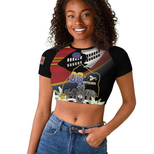 Personalized Eswatini Somhlolo Day Raglan Cropped T shirt Coat Of Arms With Map - African Pride