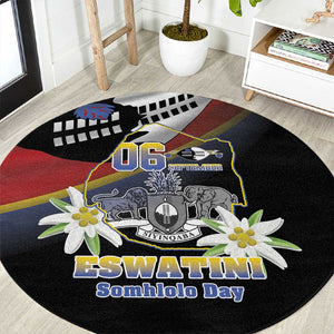 Eswatini Somhlolo Day Round Carpet Coat Of Arms With Map - African Pride