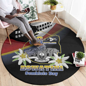 Eswatini Somhlolo Day Round Carpet Coat Of Arms With Map - African Pride