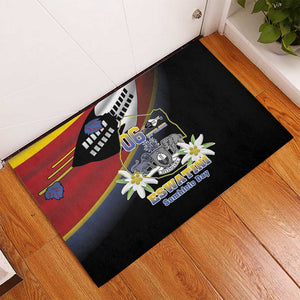 Eswatini Somhlolo Day Rubber Doormat Coat Of Arms With Map - African Pride