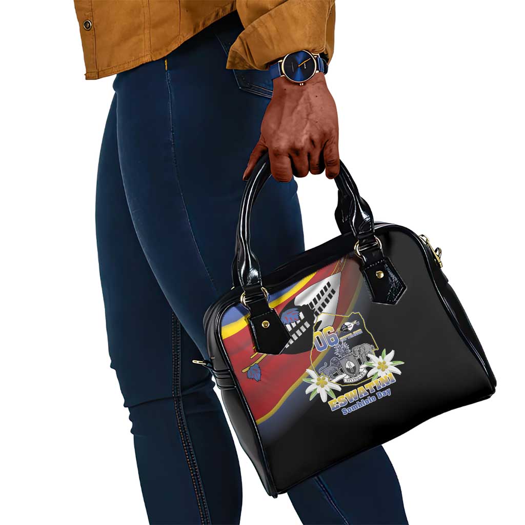 Eswatini Somhlolo Day Shoulder Handbag Coat Of Arms With Map - African Pride