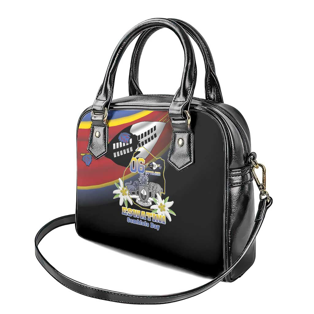 Eswatini Somhlolo Day Shoulder Handbag Coat Of Arms With Map - African Pride