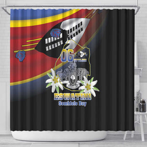 Eswatini Somhlolo Day Shower Curtain Coat Of Arms With Map - African Pride