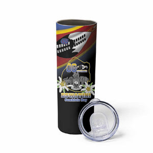 Personalized Eswatini Somhlolo Day Skinny Tumbler Coat Of Arms With Map - African Pride
