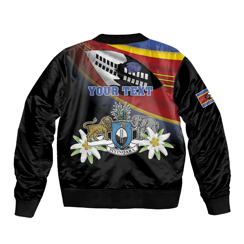 Personalized Eswatini Somhlolo Day Sleeve Zip Bomber Jacket Coat Of Arms With Map - African Pride