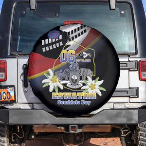 Eswatini Somhlolo Day Spare Tire Cover Coat Of Arms With Map - African Pride