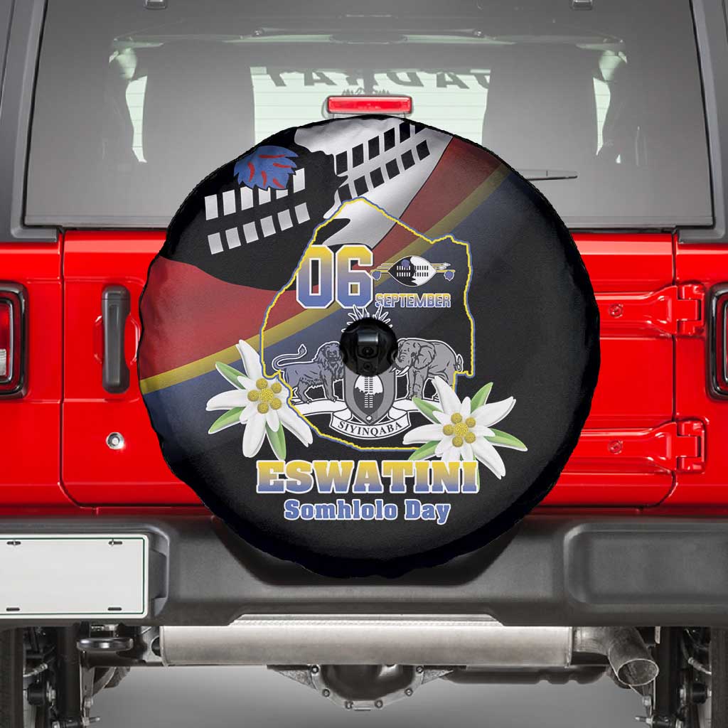 Eswatini Somhlolo Day Spare Tire Cover Coat Of Arms With Map - African Pride