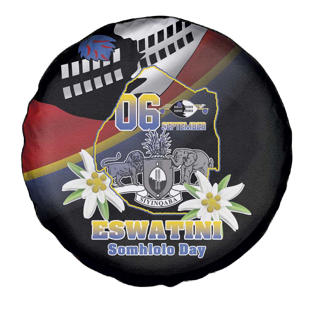 Eswatini Somhlolo Day Spare Tire Cover Coat Of Arms With Map - African Pride