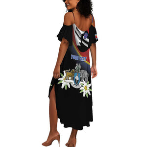 Personalized Eswatini Somhlolo Day Summer Maxi Dress Coat Of Arms With Map - African Pride